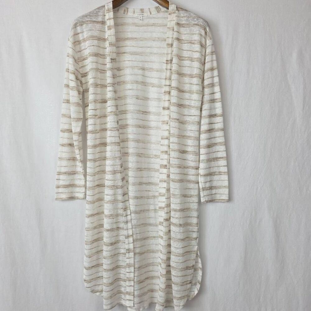 Maurices Long Open Front Striped Duster Cardigan M - Picture 3 of 10